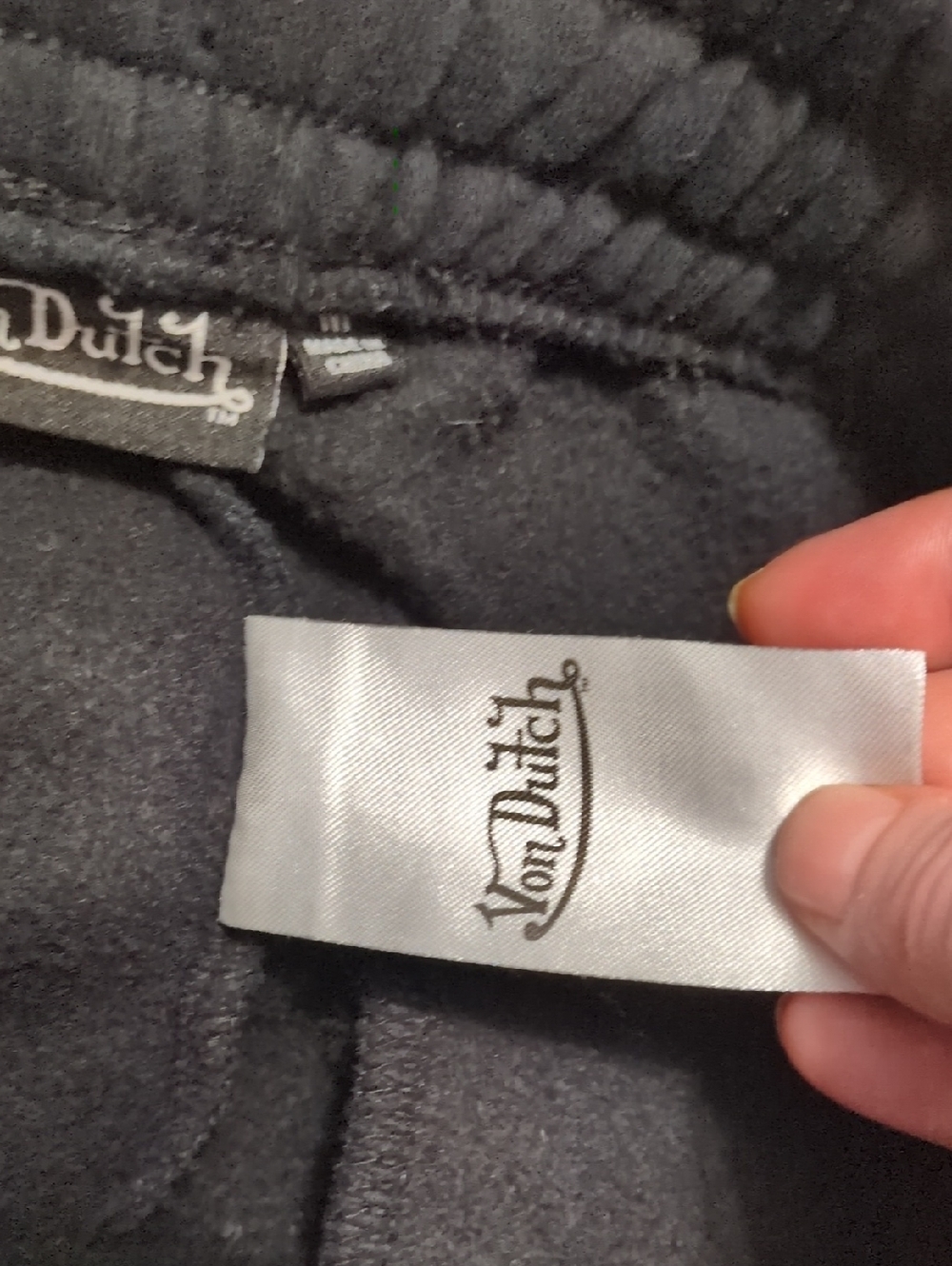 Von Dutch Black Rhinestone Jogger Sweatpants Size Medium - Picture 5 of 7